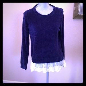 Oh MG! Lace Hem Soft Sweater Large